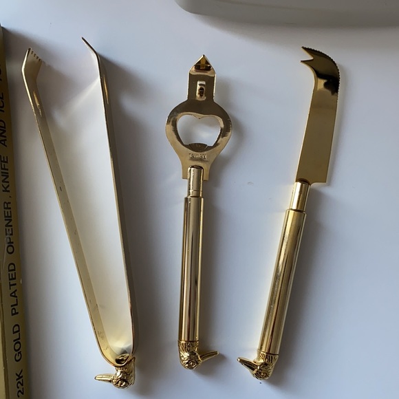 Vintage 3 piece bar tool set 22K gold plated - Picture 5 of 12